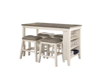 Timbre 5-Piece Counter Height Dining Set - Antique White and Brown