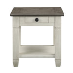 Harold End Table - Antique White and Brown