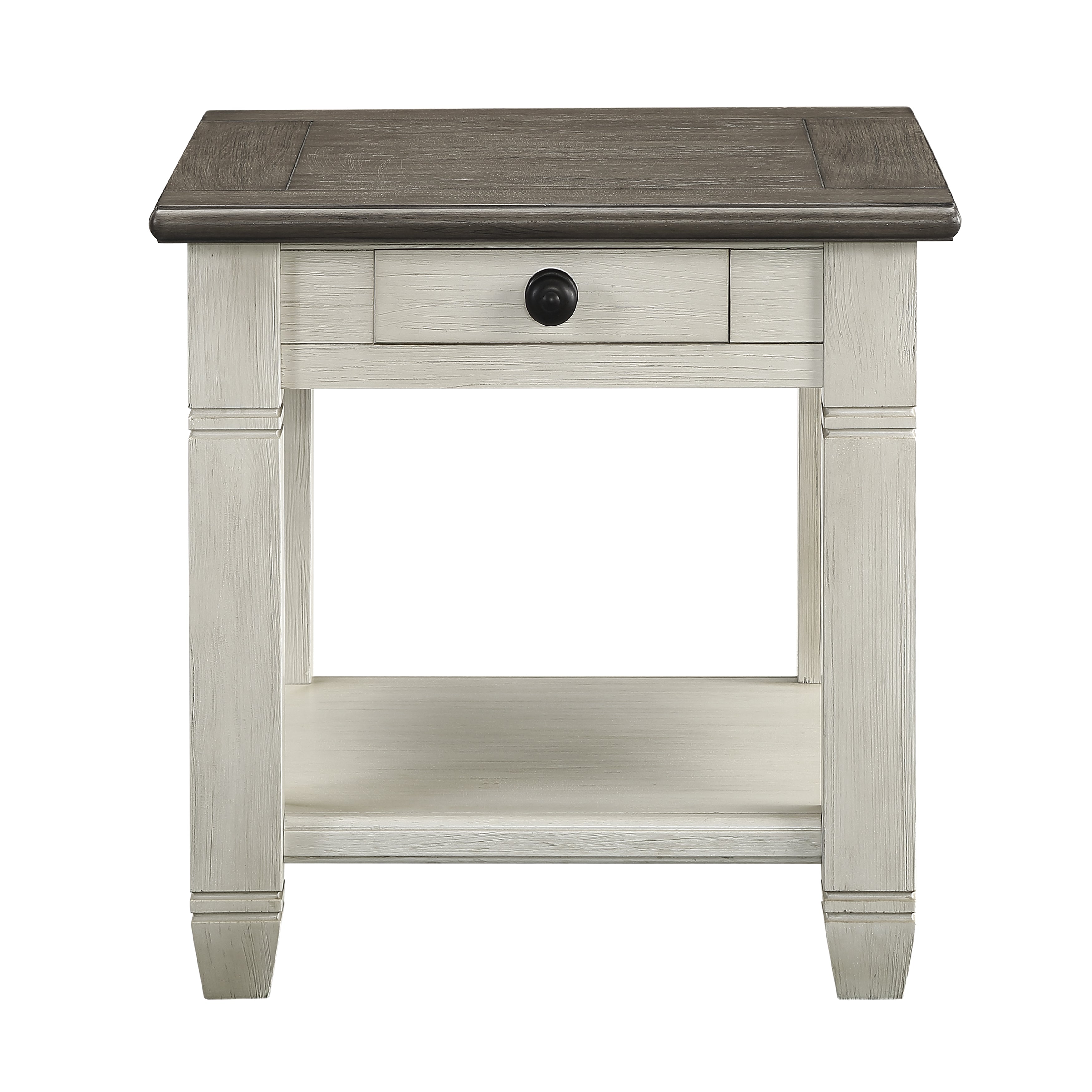 Harold 24" End Table - Antique White and Brown