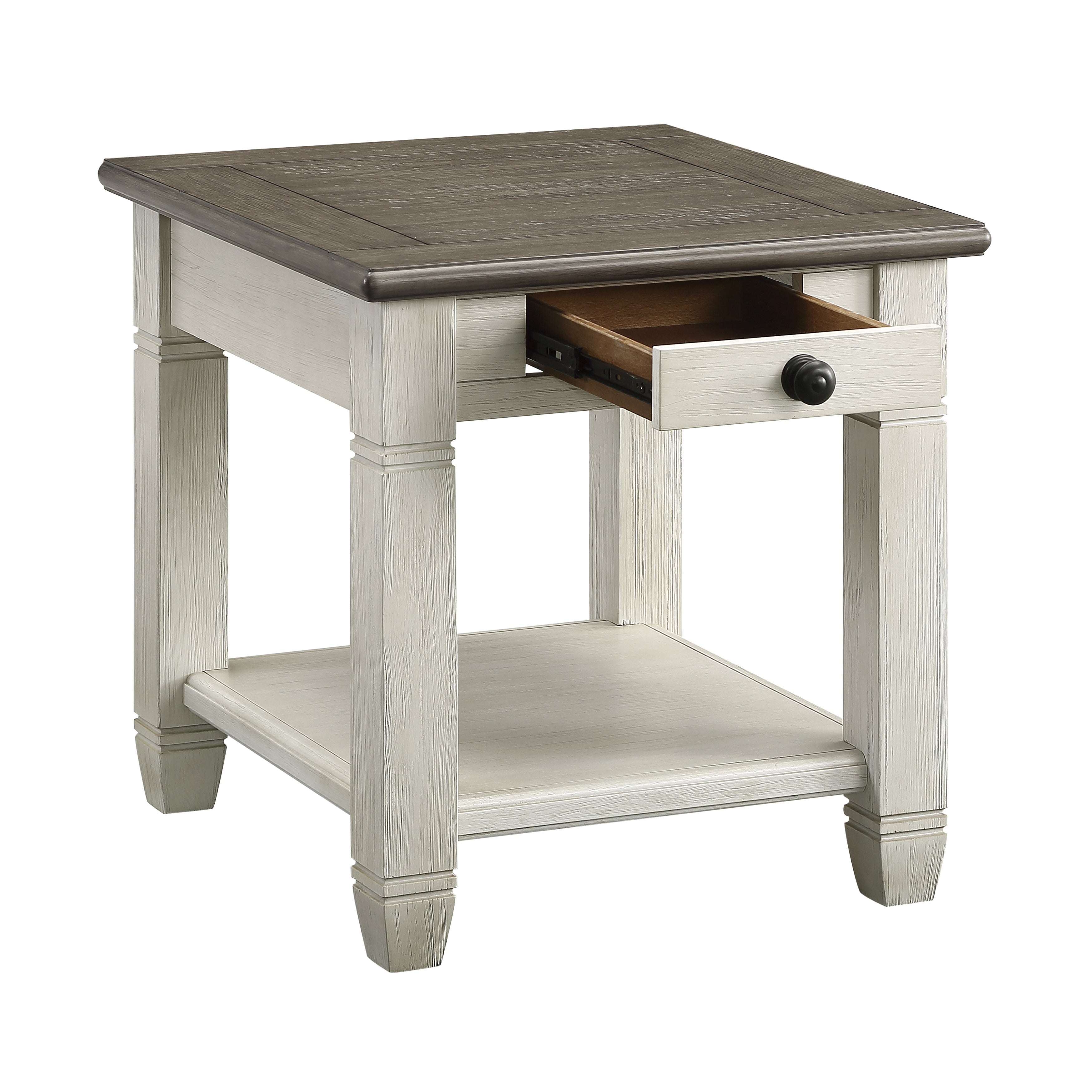 Harold 24" End Table - Antique White and Brown