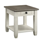 Harold End Table - Antique White and Brown