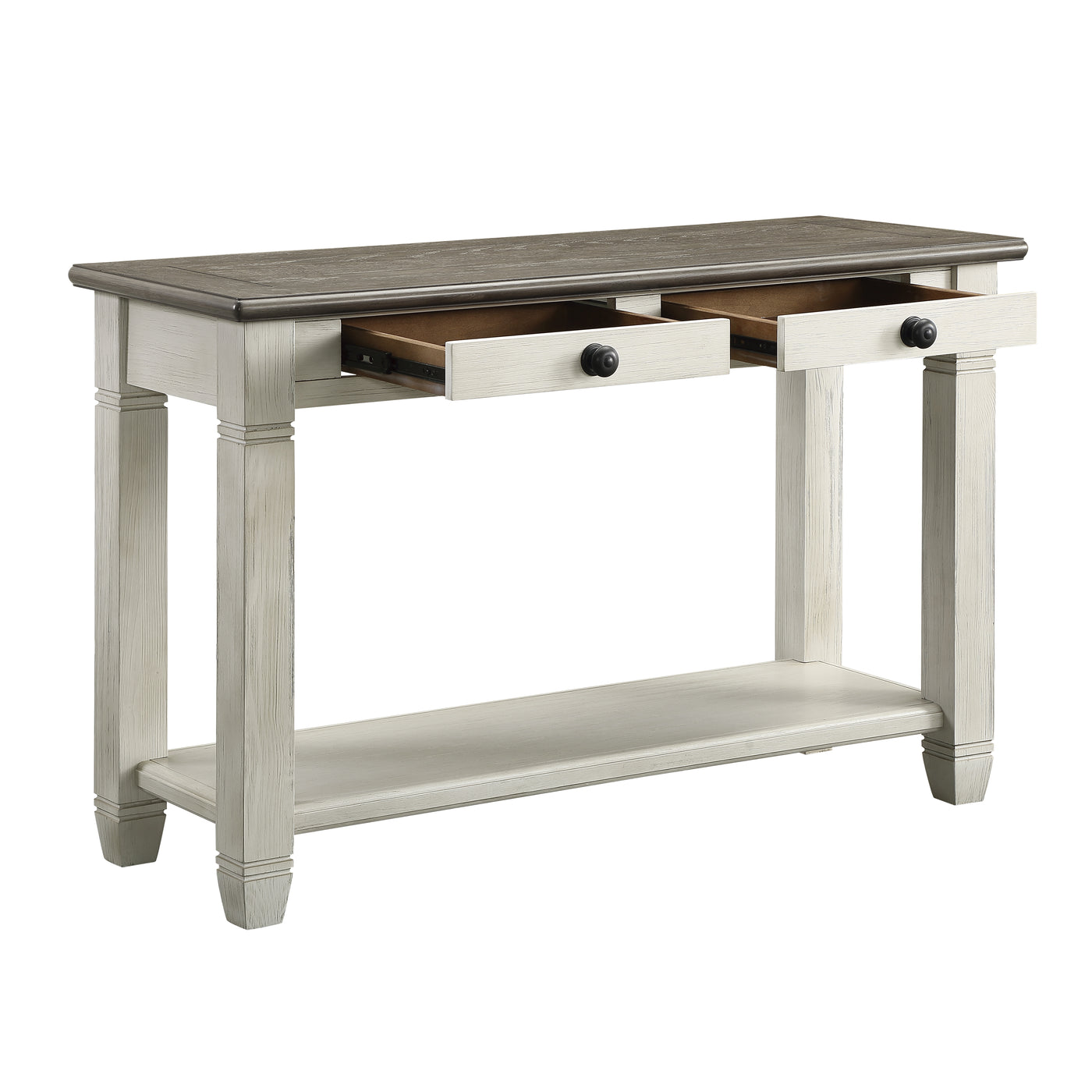 Harold Sofa Table - Antique White and Brown