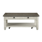 Harold 48" Coffee Table - Antique White and Brown