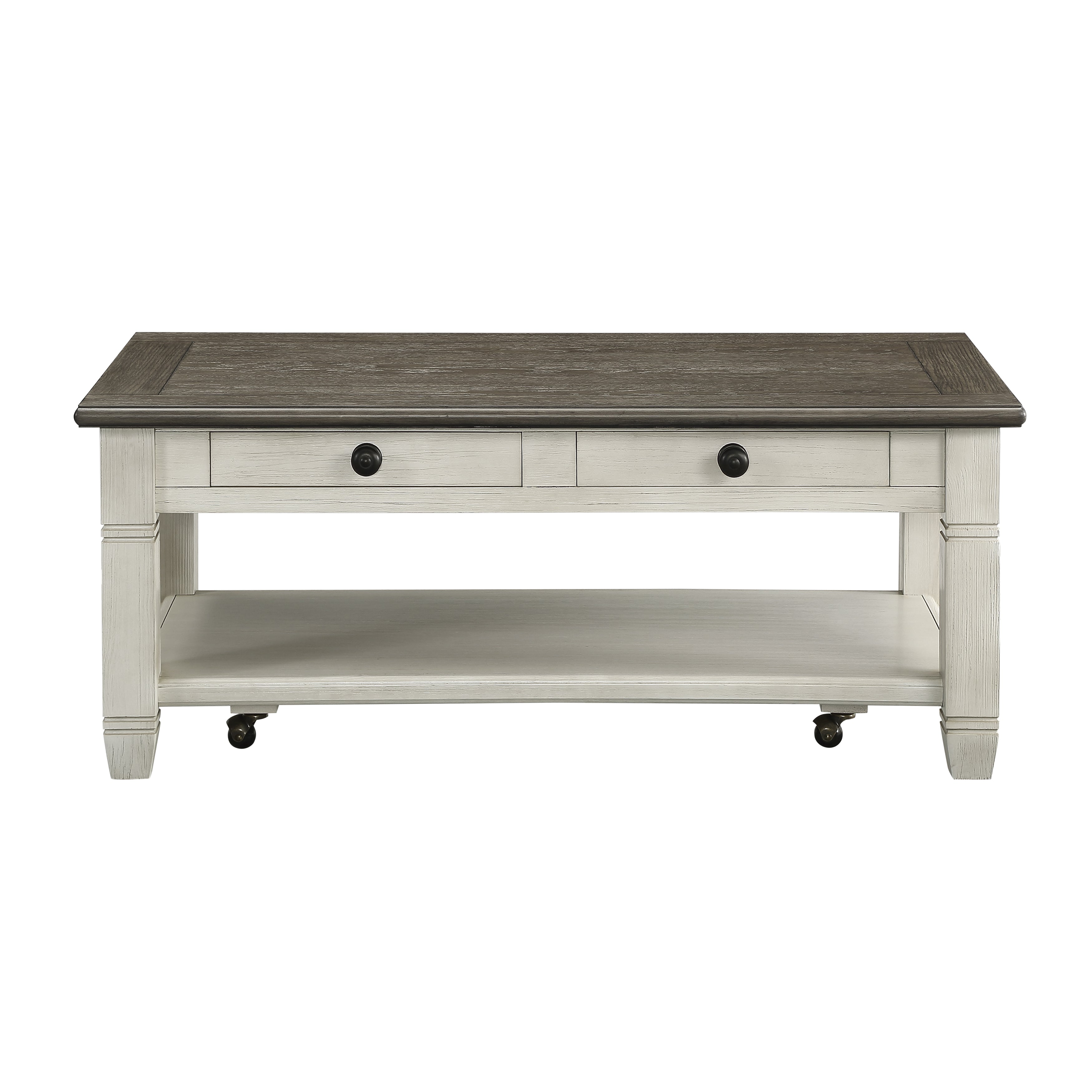 Harold 48" Coffee Table - Antique White and Brown