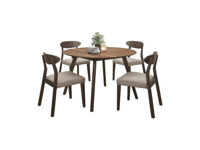 Beane 5-Piece Drop Leaf Dining Set - Walnut, Beige-Grey