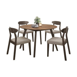 Beane 5-Piece Drop Leaf Dining Set - Walnut, Beige-Grey