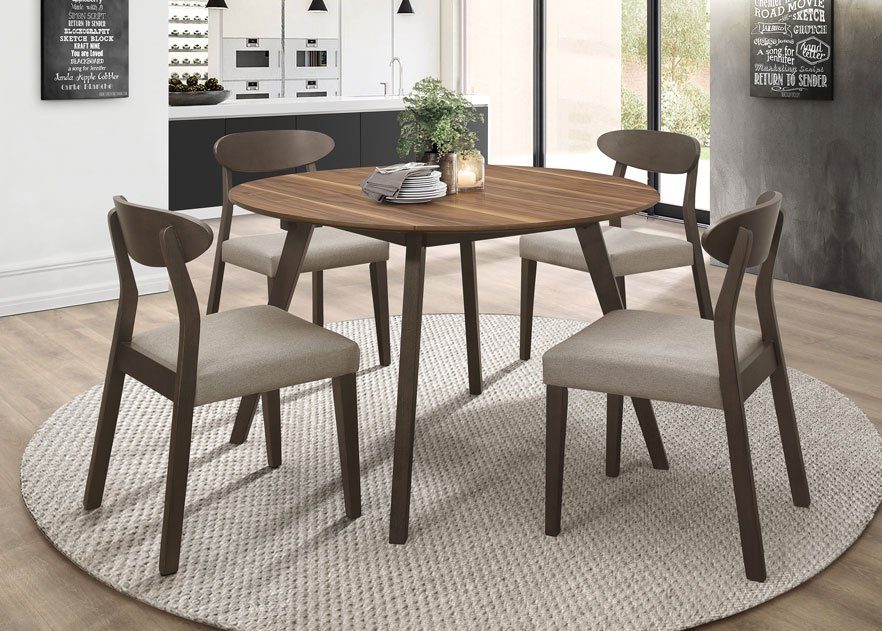 Beane Dining Chair - Walnut, Beige-Grey