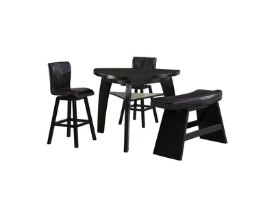 Hillshaw 4-Piece Bar Height Dining Set with Bench - Dark Brown