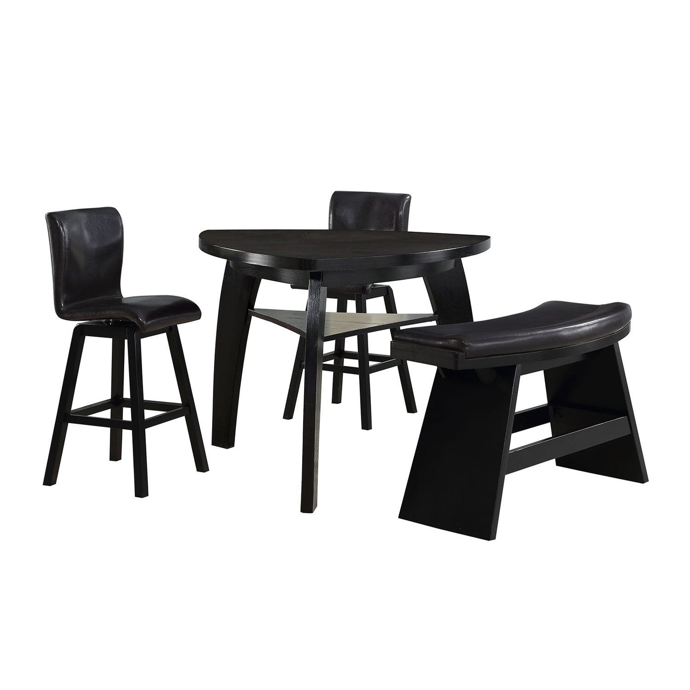 Hillshaw 4-Piece Bar Height Dining Set with Bench - Dark Brown