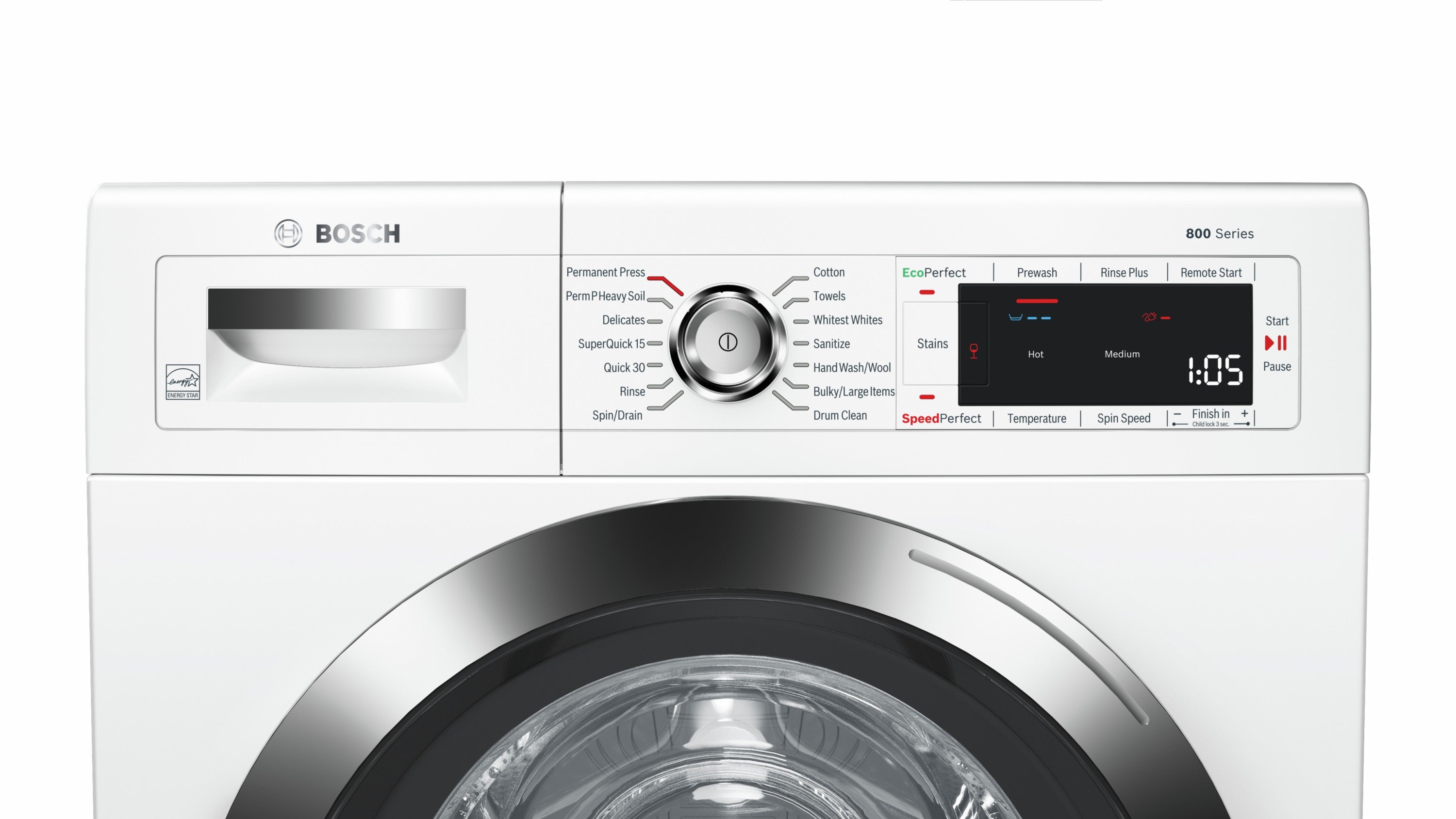 Bosch White 800 Series 24" Compact Washer (2.2 Cu.Ft) - WAW285H2UC