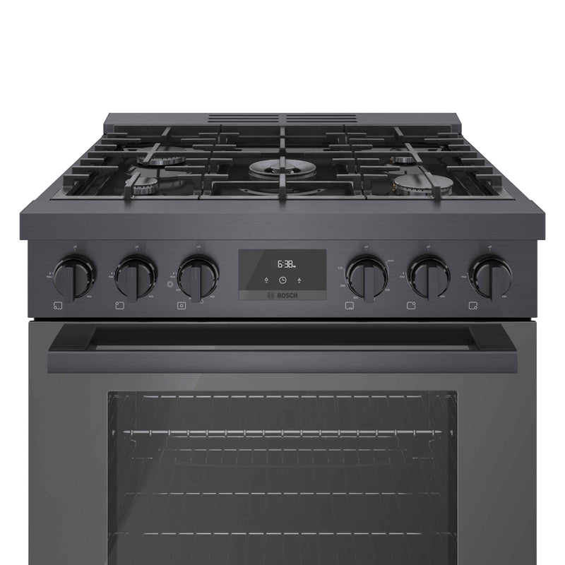 Bosch 30" Industrial Style Gas Range Black Stainless Steel HGS8045UC