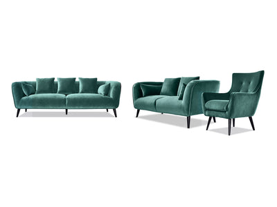 Maja Sofa, Loveseat and Accent Chair Set - Teal