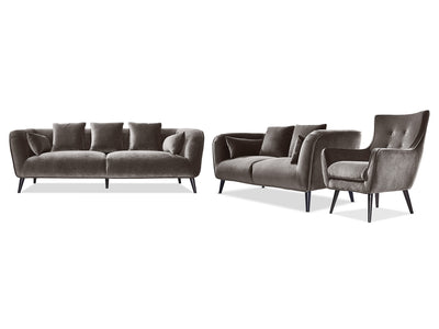 Maja Sofa, Loveseat and Accent Chair Set - Dark Taupe