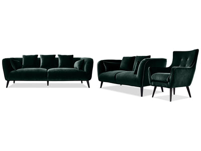 Maja Sofa, Loveseat and Accent Chair Set - Green