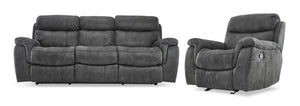 Morrow II Reclining Sofa and Glider Recliner Set - Grey