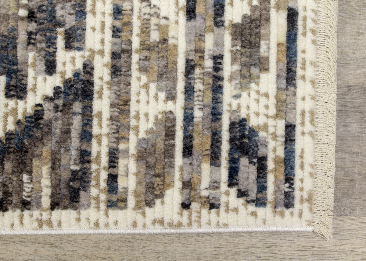Natick 5'3" X 7'7" Hexagon Bands Rug - Blue Cream Area Rug