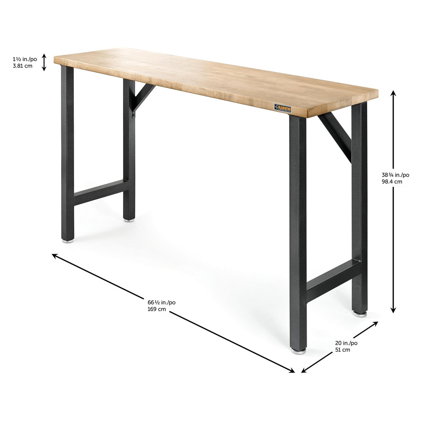 Gladiator Hammered Granite 66-1/2 Wide Hardwood Modular Workbench - GAWB66HWGG