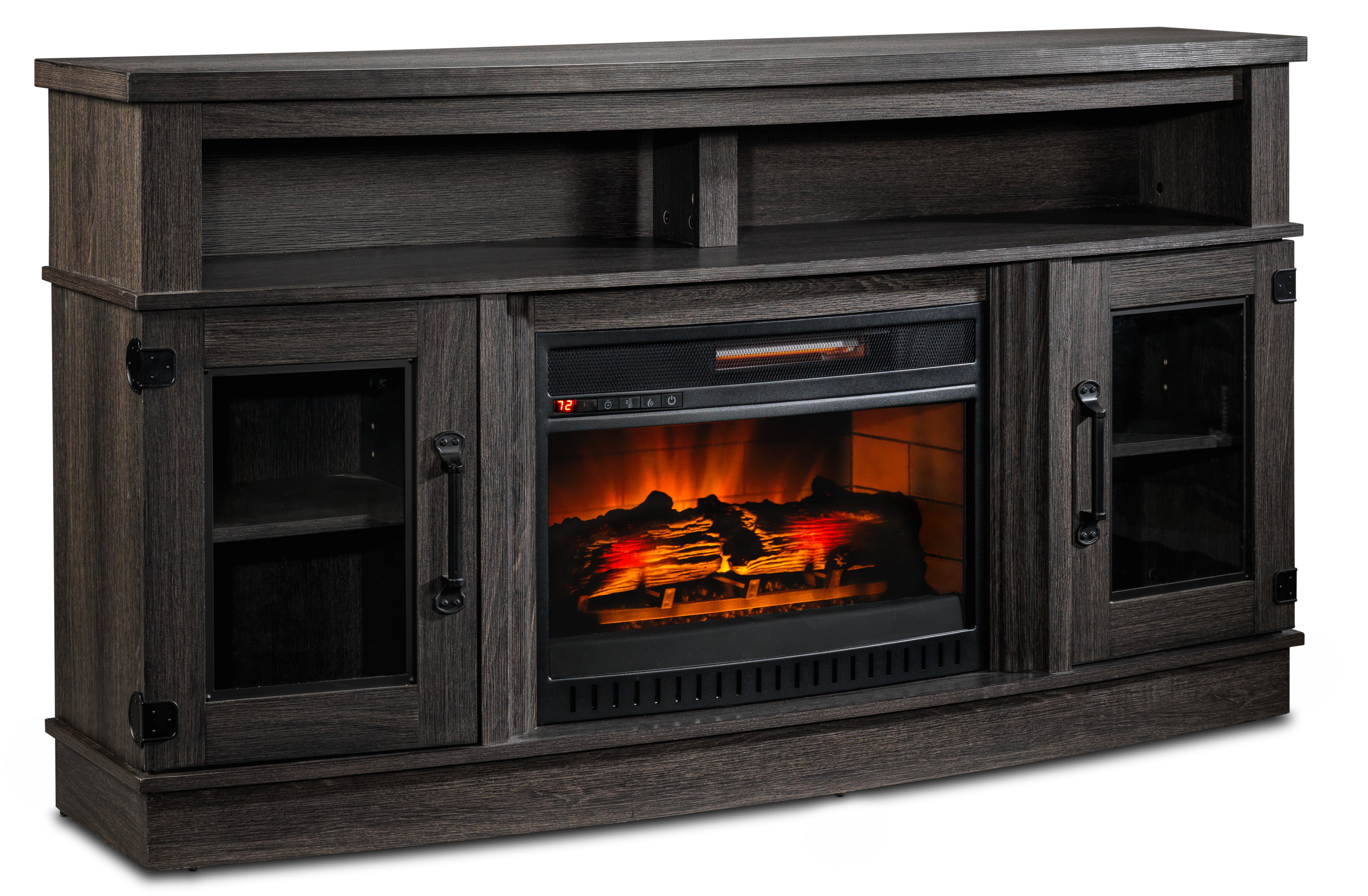 Jacob Fireplace TV Stand - Chocolate Oak