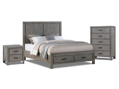 Copeland 5-Piece Queen Storage Bedroom Package - Wire-Brushed Grey