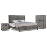 Copeland 5-Piece King Storage Bedroom Package - Wire-Brushed Grey