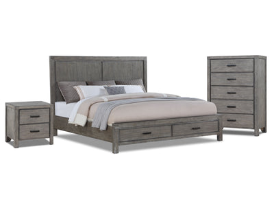 Copeland 5-Piece King Storage Bedroom Package - Wire-Brushed Grey