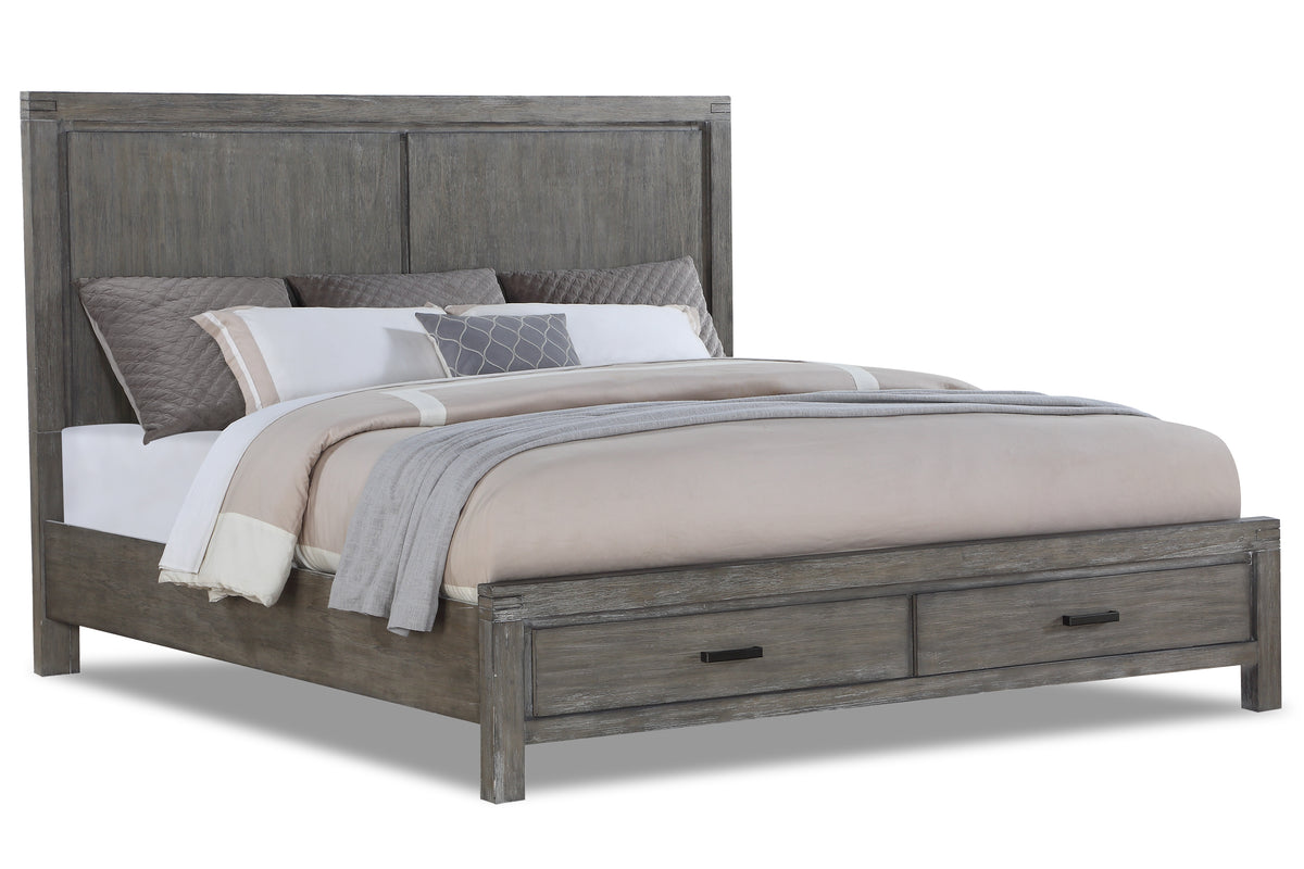 Copeland 3Piece King Storage Bed WireBrushed Grey Leon's