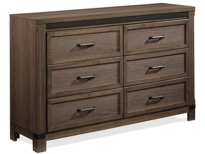 Rossco 6 Drawer Dresser - Rustic Oak