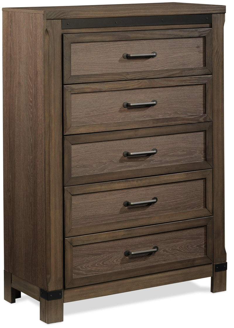 Rossco 5-Drawer Chest - Rustic Oak | Leon's