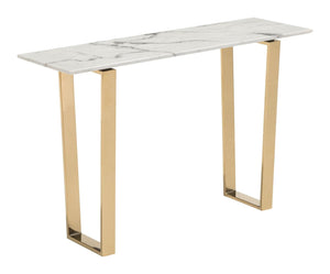 Nezahual Console Table - Stone/Gold