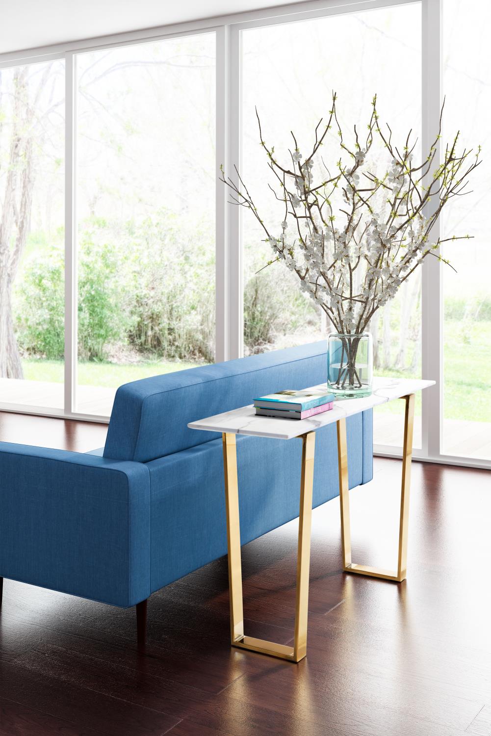Nezahual Console Table - Stone/Gold