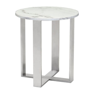 Nezahual End Table - Stone/Stainless Steel