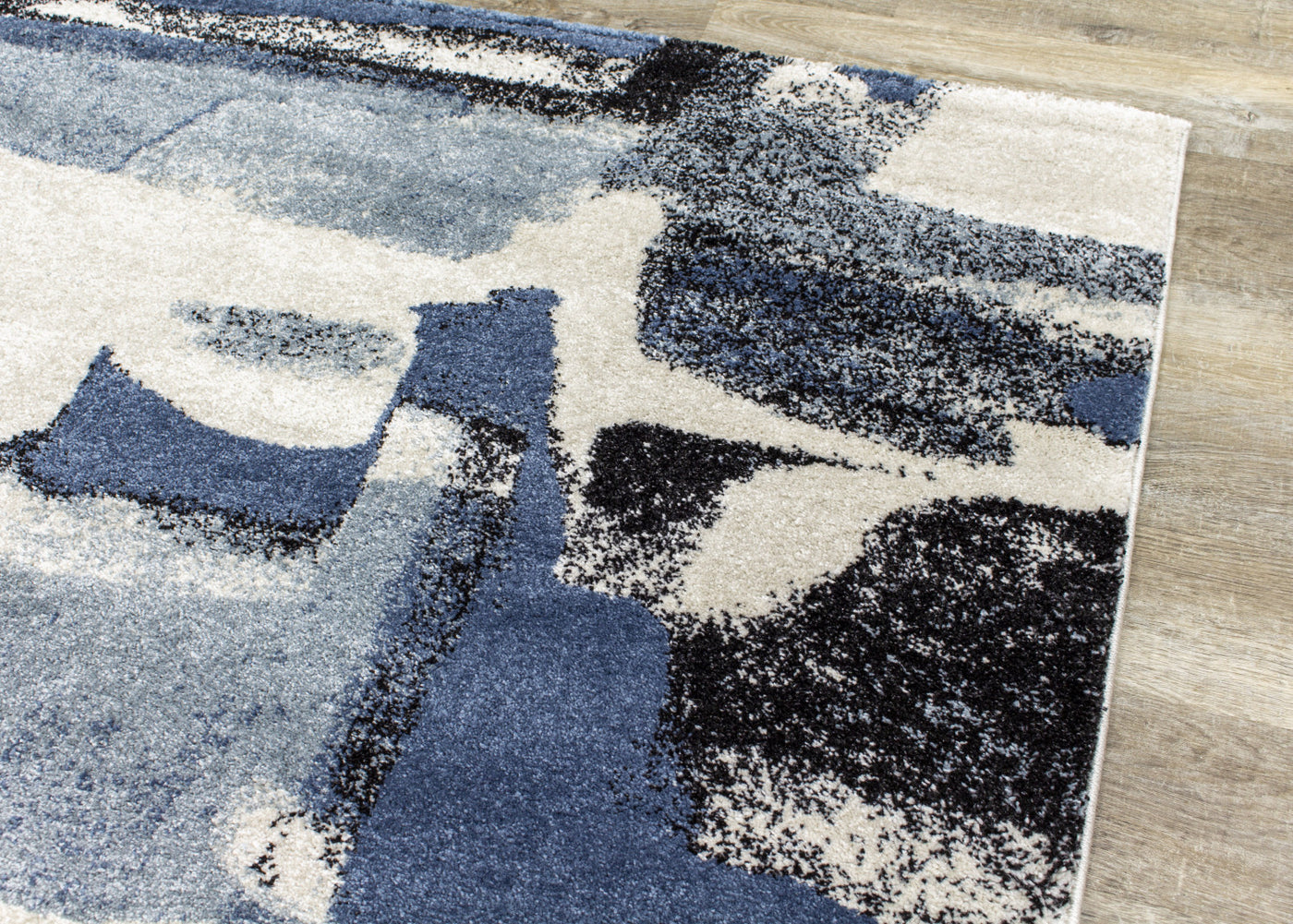 Easterly 7'10" X 10'6" Uneven Stamps Rug - Cream Blue Grey  Area Rug