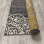 Fiona 5'3" X 7'4" Medallion Stamps Rug - Grey Cream   Area Rug