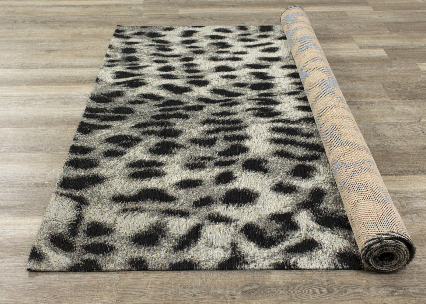 Kathy 7'10" X 10'10" Leopard Print Rug - Grey Black  Area Rug