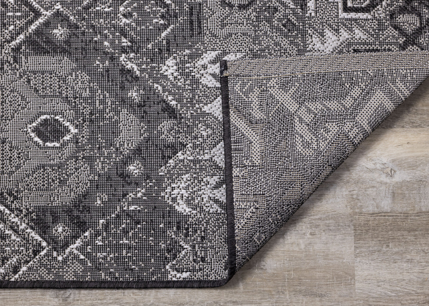 Jango 7'10" X 10'6" Indoor/Outdoor Geometric Rug - Grey Black  Area Rug