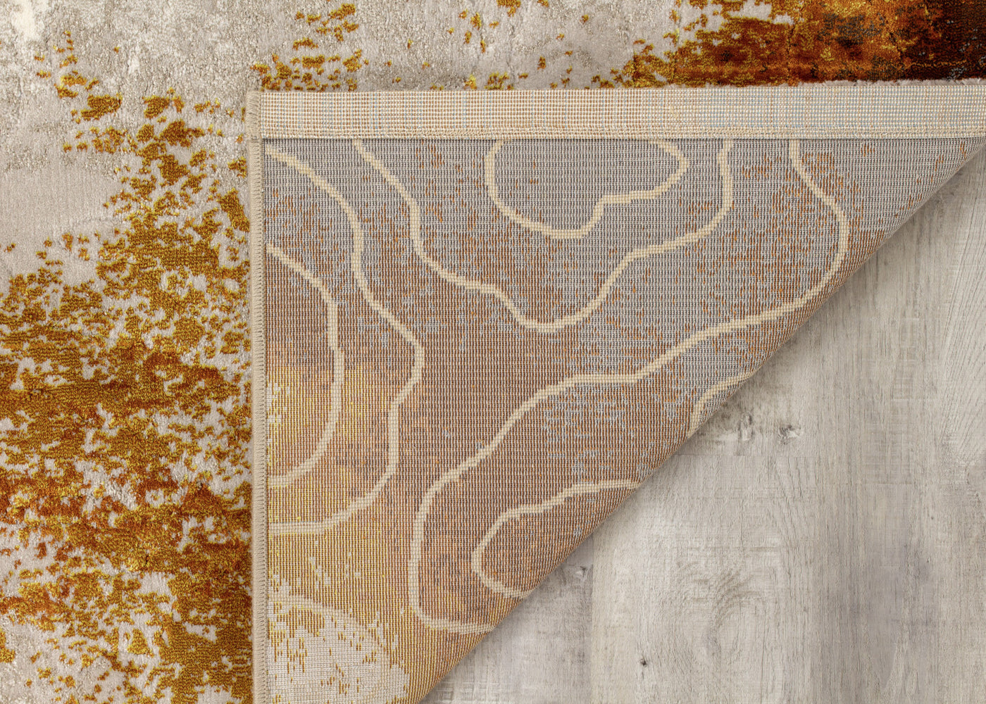 Pollo 5'3" X 7'7" Distressed Abstract Rug - Cream Orange Area Rug