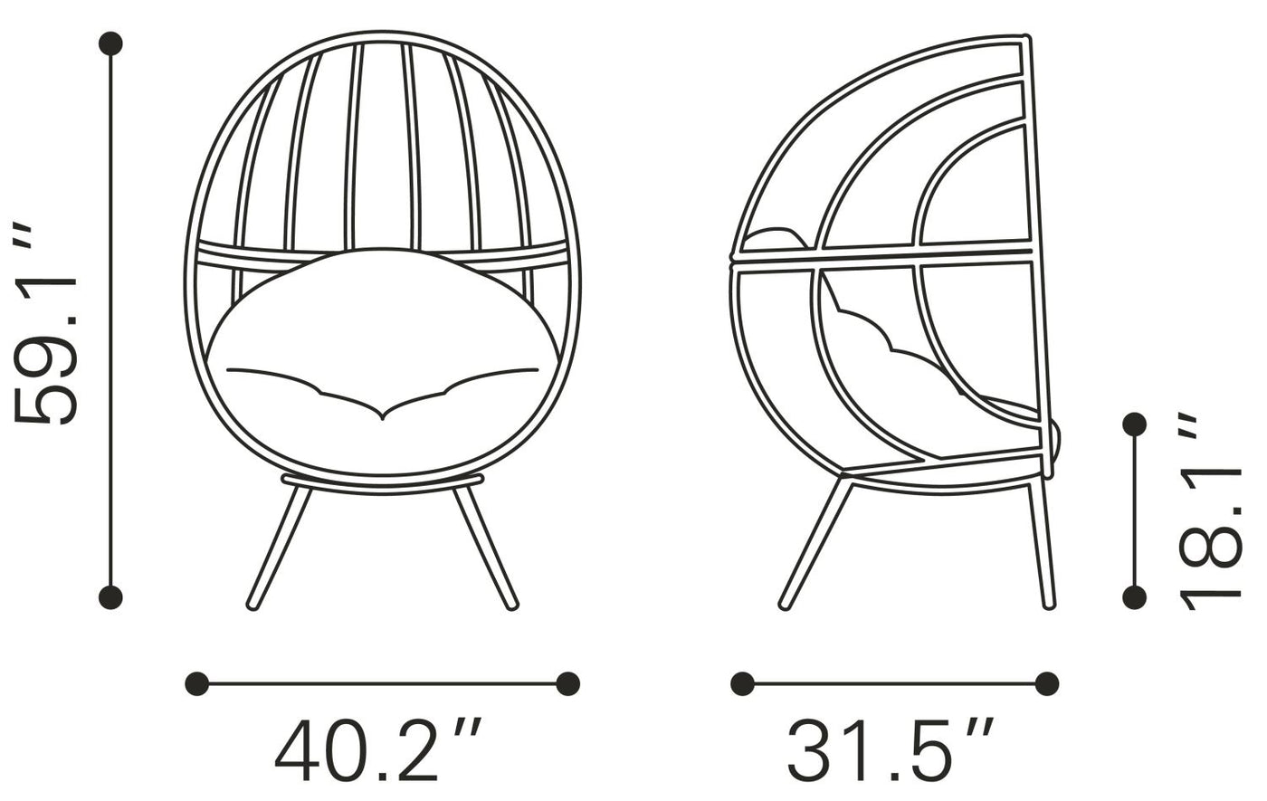 Petta Outdoor Egg Chair - Natural/Grey