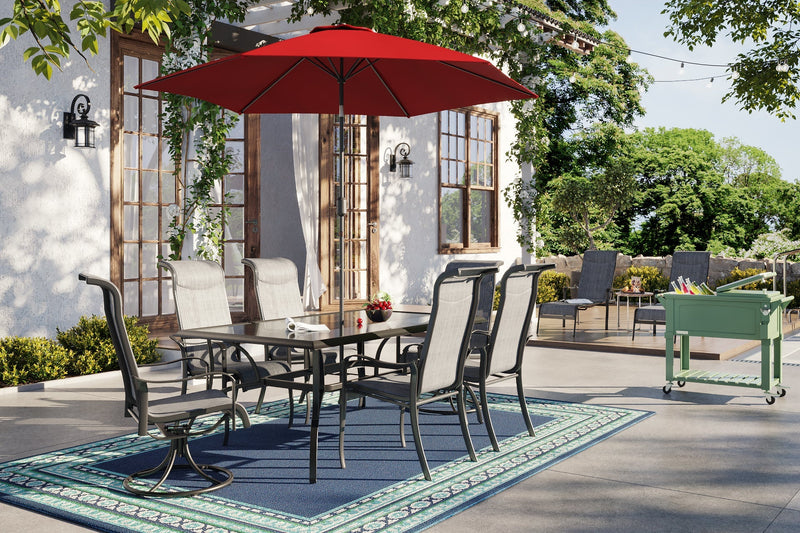 Hanlan 7Piece 72" Outdoor Dining Set Charcoal/Glass Leons.ca Leon's