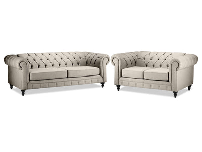 Derbyshire Sofa and Loveseat Set - Taupe