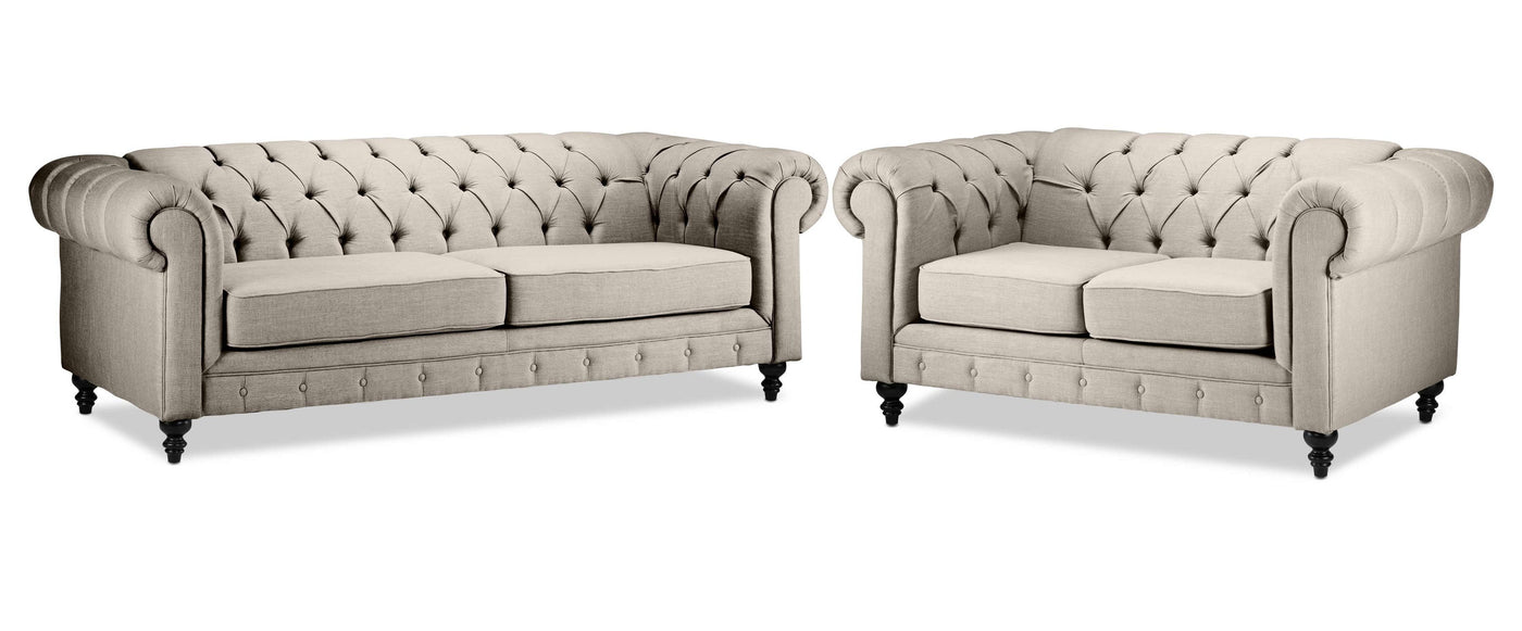 Derbyshire Sofa and Loveseat Set - Taupe
