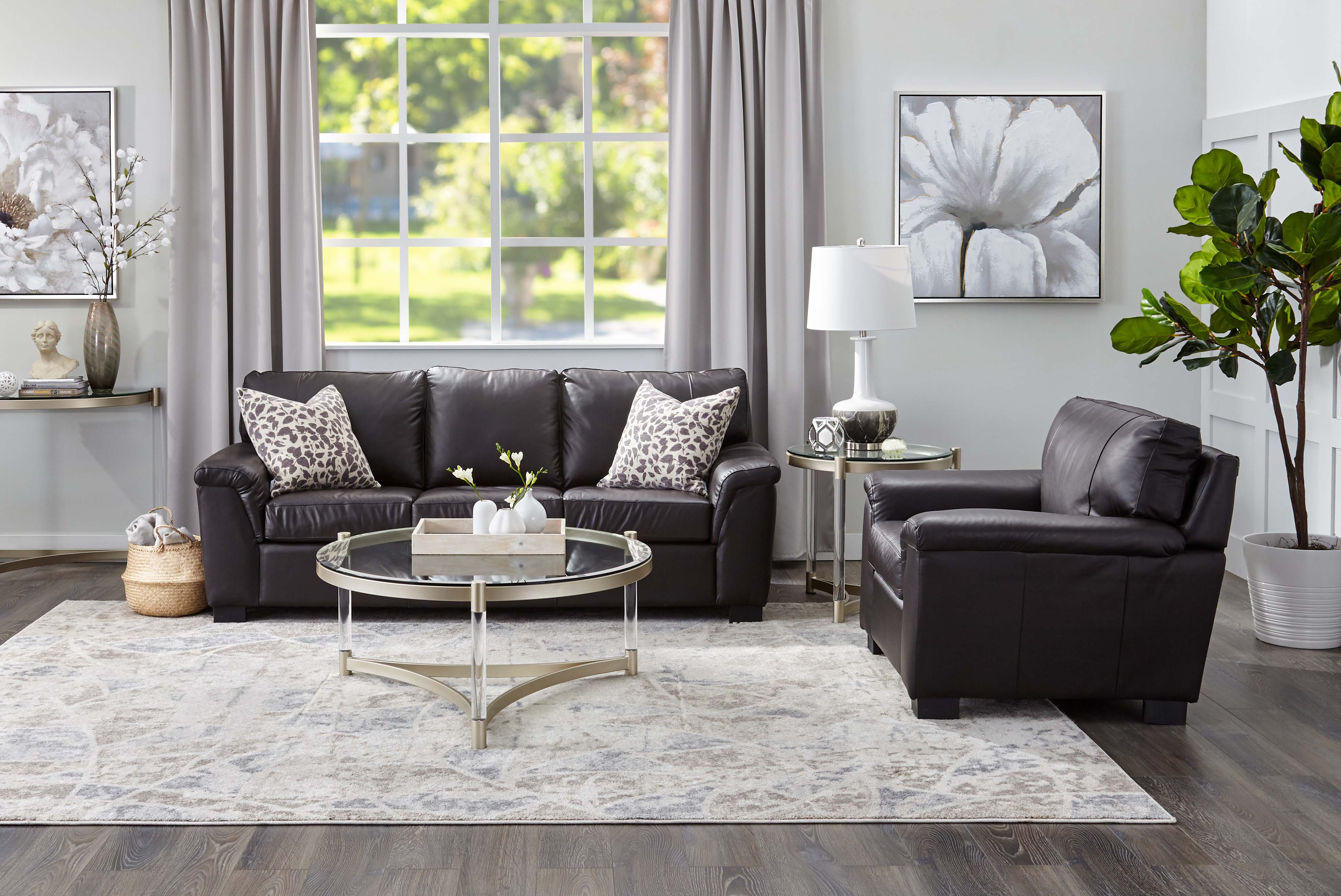 Reynolds Leather Sofa - Coffee