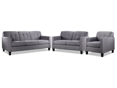 Merlin Sofa, Loveseat and Chair Set - Grey
