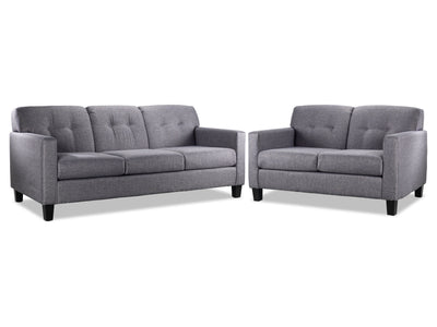 Merlin Sofa and Loveseat Set - Grey