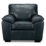 Gaetano Leather Sofa and Chair Set - Havana Atlantic Blue