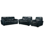 Gaetano Leather Sofa, Loveseat and Chair Set - Havana Atlantic Blue