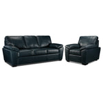 Gaetano Leather Sofa and Chair Set - Havana Atlantic Blue