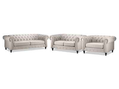 Derbyshire Sofa, Loveseat and Chair and a Half Set - Wheat