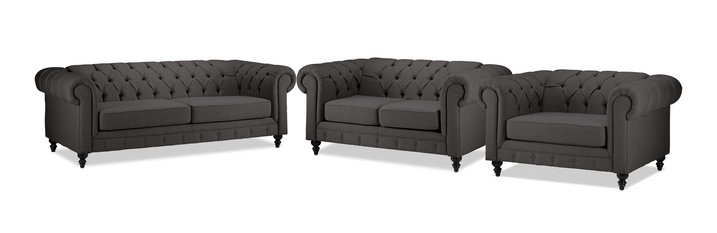 Derbyshire Sofa, Loveseat and Chair and a Half Set - Dark Grey