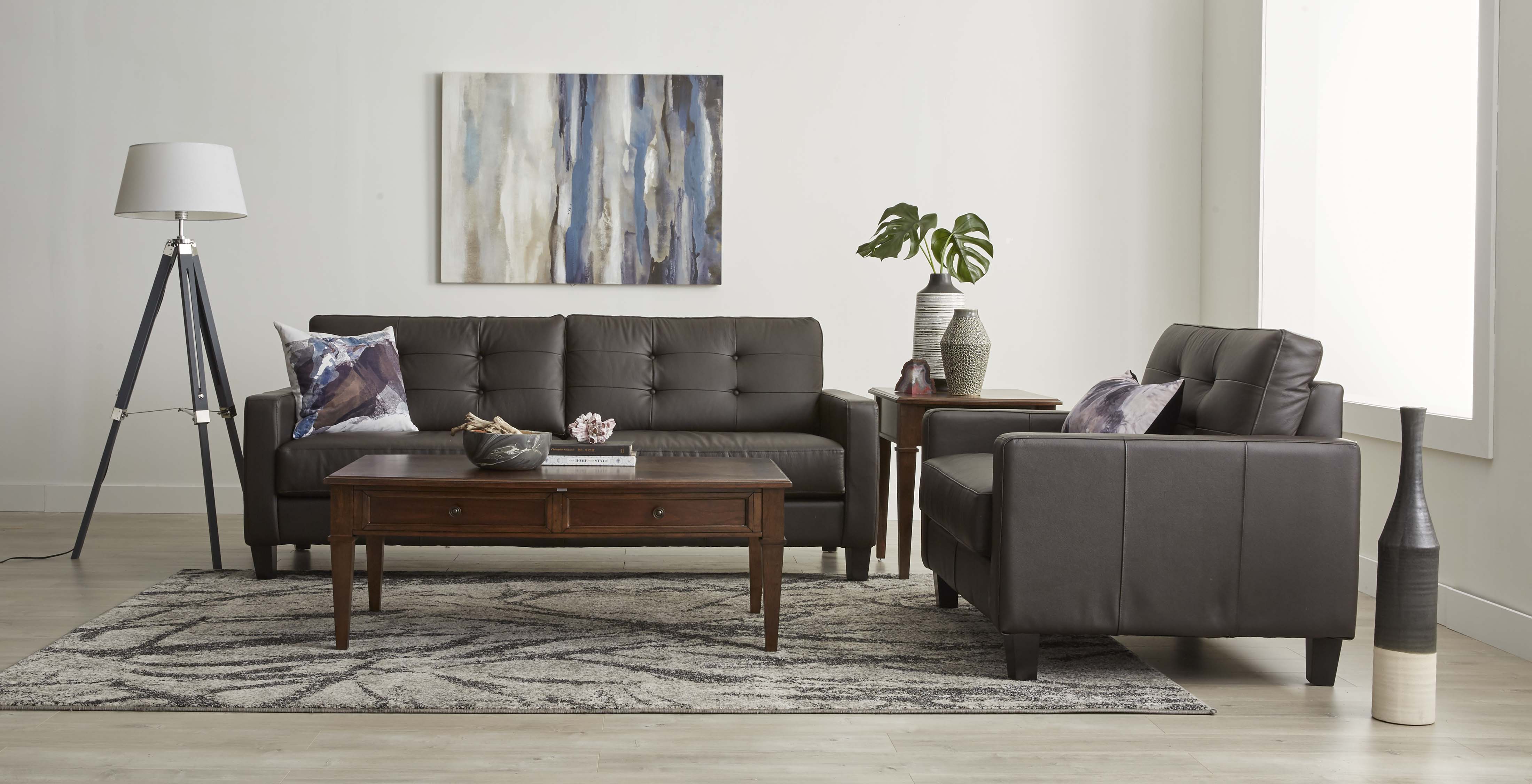 Kylie Leather Sofa - Coffee