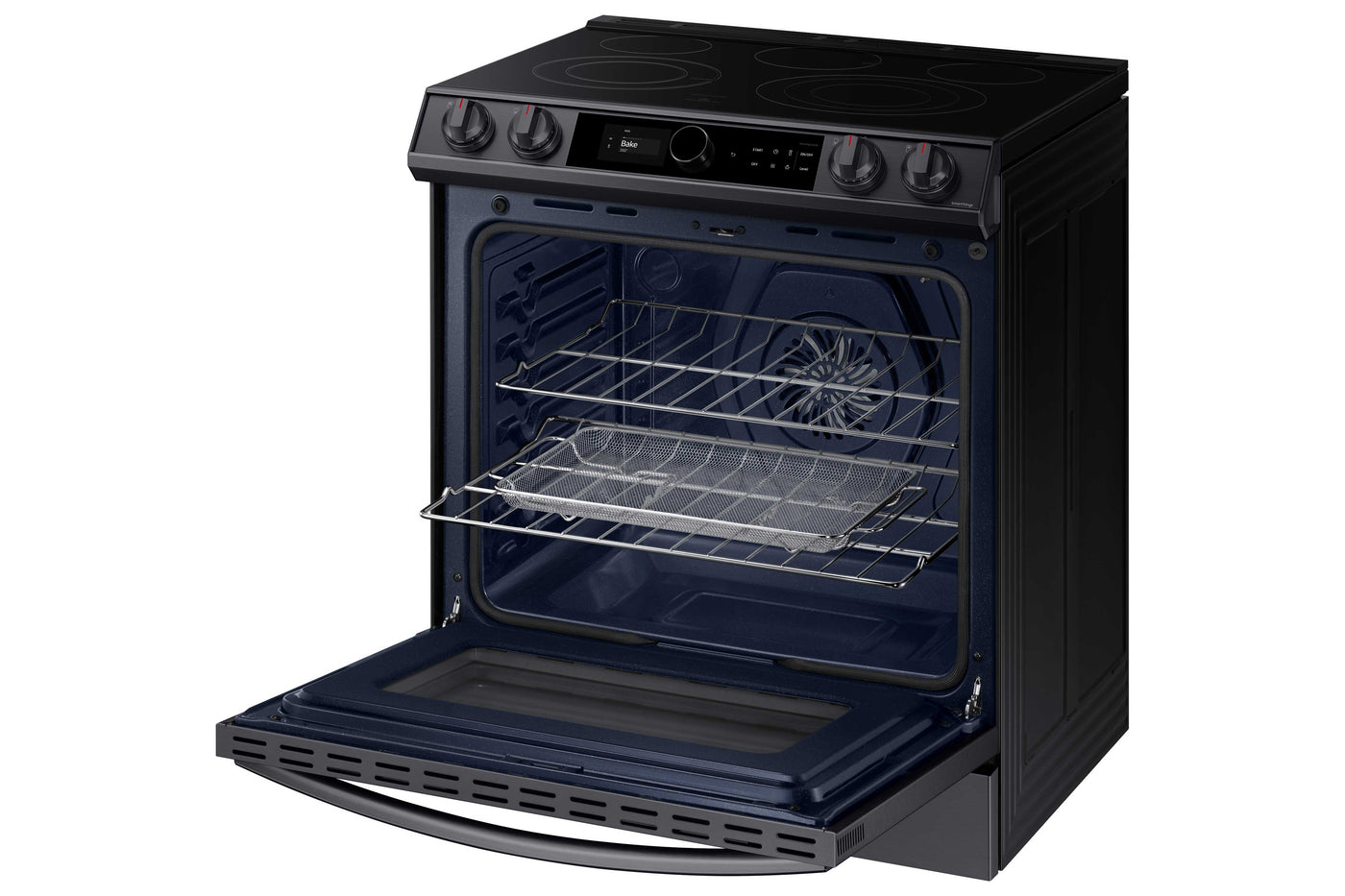 Samsung Black Stainless Steel Electric Range with True Convection and Air Fry (6.3 Cu.Ft) - NE63T8711SG/AC